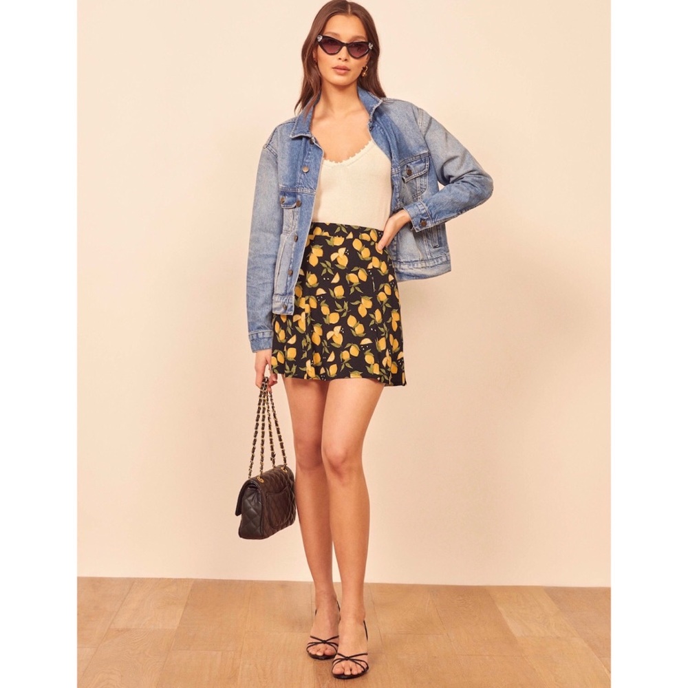 Reformation Margot Miniskirt in Lemon Drop